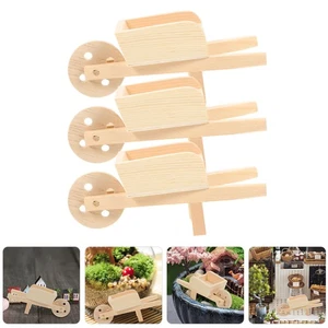 3 Pcs Home Decoration Model Mini Dollhouse Accessories Decorative Wheelbarrow - Picture 1 of 12