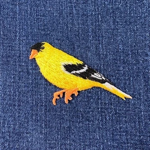 Finch Bird Applique Patch - Yellow Embroidered Animal Badge 2.25" (Iron On) - Picture 1 of 2