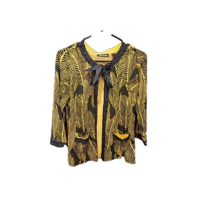 Cárdigan Whimsigoth Dark Fairy Y2k con cuentas abiertas estampado de hojas 80 % seda mediano artístico  Foto 1 de 4