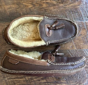Cabelas Piel de Oveja Forrada Borla Cuero Curtido al Aceite Mocasines Zapatillas EE. UU. Hombres 10D - Imagen 1 de 9