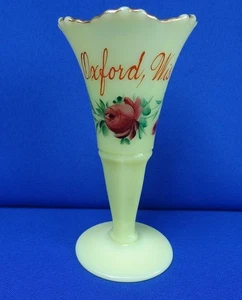 HEISEY Uranium UG Custard Glass Trumpet Vase - Souvenir OXFORD Wisconsin Wis WI - Picture 1 of 1