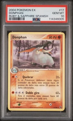 2004 POKEMON SPANISH EX RUBY & SAPPHIRE #17 DONPHAN PSA 10 - Image 1 of 2