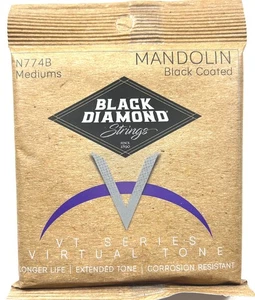 Black Diamond Mandolin Strings Black Coated Phosphor Bronze Loop End .011-.040 - Picture 1 of 5