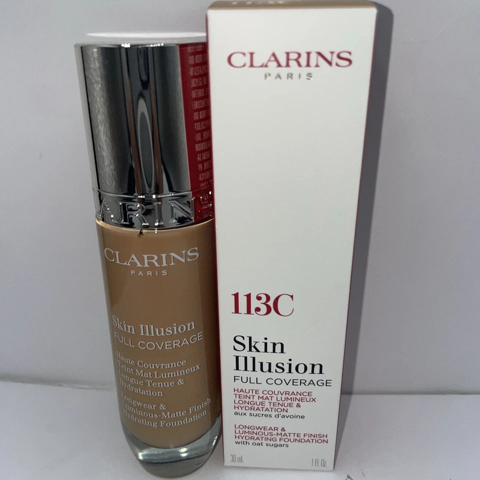 Clarins Skin Illusion Full Coverage Matte Finish Hydrating Foundation 113C NEW - Image 1 of 4