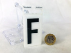 Letter F Sign Black on White 35x60mm Signage Strong Self Adhesive Sandleford