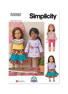 SIMPLICITY 3092 DOLLS CLOTHES FOR 18" DOLL Sewing Pattern Skill: AVERAGE - Picture 1 of 5