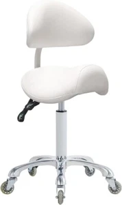 Saddle Stool Rolling Chair with Back Support,Esthetician Tattoo Dental Stool ... - Picture 1 of 7