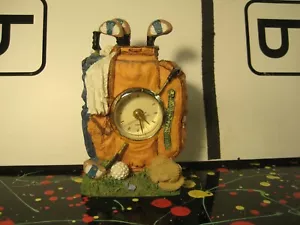 Resin Golf Bag with Clubs Molded Novelty Desktop Gift Clock - Picture 1 of 4