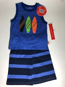 Magnifico set pantaloncini e canottiera bambino taglia 2T nuovo con etichetta tavole da surf - Foto 1 di 5