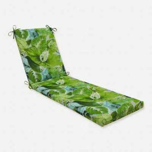 Floral 23 x 30 Outdoor Chaise Lounge Cushion in Green/Blue Lush Leaf - Picture 1 of 3