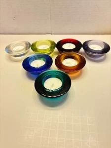 Crate & Barrel Set of 7 Rainbow Tea Lights 3"x 1" - Picture 1 of 2