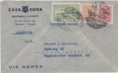 Uruguay cover sent from Montevideo to Hamburg Germany - Изображение 1 из 2