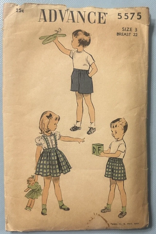 Boys Girls Dress Shorts Pattern Advance 5575 1950's Vintage J C Penney Size 3 - Image 1 of 2