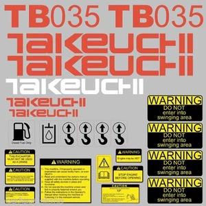 Takeuchi TB035 Decal Kit Mini Excavator repro Decal Set stickers kit - Picture 1 of 1