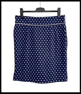 DANGERFIELD Blue & White Polka Dot Stretch Straight Retro Skirt Size 14 - Picture 1 of 5