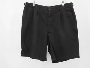 CLAIBORNE CRAZY HORSE Chino Golf Shorts Men Size 38 Black Linen Pleated Pockets - Picture 1 of 14