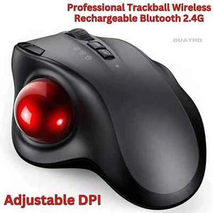 Trackball Wireless Mouse Pro Rechargeable Bluetooth 2.4G Mice - Adjustable DPI - Picture 1 of 11