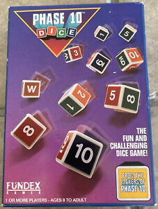 VTG Phase 10 Dice Game 1993 Fundex Complete Family Fun Roll And Score w/ a Twist