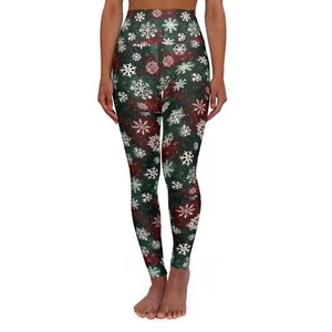 Christmas Leggings Snowflakes Leggings Santa Leggings Christmas Costume - Picture 1 of 25