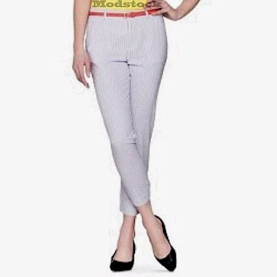 Pantalones al tobillo a rayas Seersucker de ajuste clásico Merona 178L6 para mujer nuevos sin etiquetas Foto 1 de 2