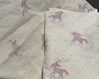 Sábanas planas y ajustables Pottery Barn Kids tamaño completo púrpura blanco unicornios *Leer* Foto 1 de 4