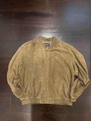 Chaqueta de bombardero de cuero gamuza con cremallera completa Golden Bear abrigo marrón informal para hombre talla XL Foto 1 de 4