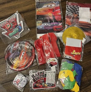 New Lightning McQueen Birthday Party Lot Plates Napkins Toppers Fabric Backdrop - Picture 1 of 12