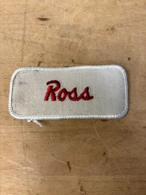 Vtg 70s ROSS Sew On Embroidered Clothing Jacket Uniform Name Patch RED & WHITE - Image 1 of 3