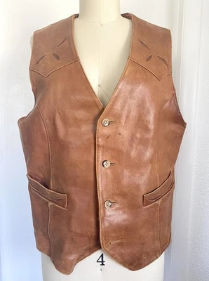 70s Vintage The Leatherman of California Vest Made in USA Label 40 Measures 38 - Image 1 of 4