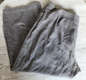 Lane Bryant Brown And Blue Plaid Trousers Pants Slacks Wide Leg  26W - Picture 1 of 11