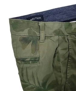 Nautica Deck Pant, Classic Fit, Stretch, GREEN WITH FLORAL PRINT, 32 X 32 - Picture 1 of 10