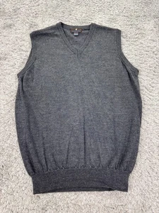 Toscano Sweater Men Large Gray Merino Wool V Neck Pullover Vest Made In Italy - Picture 1 of 8