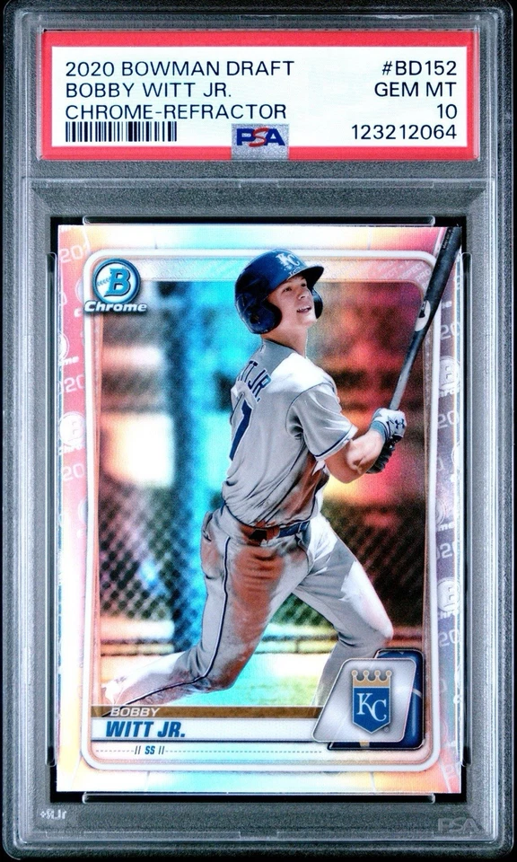 2020 Bowman Draft Bobby Witt Jr. Chrome Prospect Refractor PSA 10 #BD-152 - Image 1 of 3