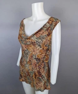 Jones New York Woman 100% Silk Sleeveless Top Abstract Cowl Neck Tank Shell 16W - Picture 1 of 4
