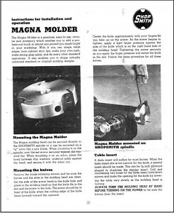 Operator Instruction Manual Fits Shopsmith Magna Molder