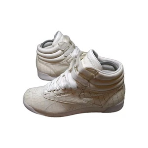 Reebok Womens Freestyle Trainers White Crackle High Top Shoes UK Size 5.5 - Picture 1 of 17