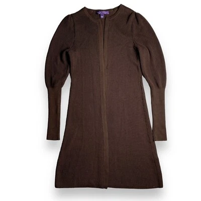 Cárdigan Ralph Lauren Etiqueta Púrpura Chocolate Marrón Seda Cachemira Talla S Foto 1 de 4
