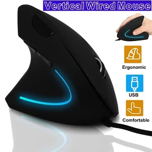 6 Keys Wired USB Vertical Mouse 2400DPI Ergonomic LED Optical Mice for PC Laptop - Picture 1 of 4