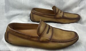 Magnanni Men's Driving Loafer Size 11 Tan Leather Penny Slip On Shoe Moc