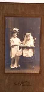 Antique Photo Girls White Dresses Confirmation 4x6 Cardboard Frame 1920's-30's - Picture 1 of 8