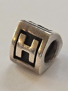 Pandora ~ Sterling Silver ~ Initial Letter H Charm ~ TRIANGLE ~ Authentic - Picture 1 of 3