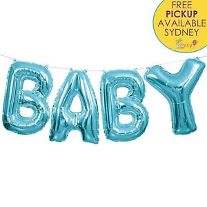 BABY SHOWER PARTY SUPPLIES FOIL BLUE BOY LETTER BALLOON BANNER KIT DECORATIONS