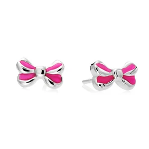 925 Sterling Silver Baby Ribbon Enamel Stud Earrings Push-back Sleeper Studs - Picture 1 of 4