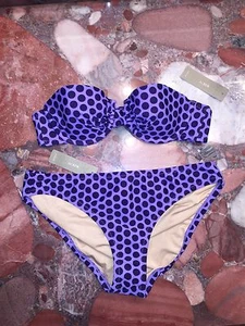 Nwt J.Crew Lila Gepunktet Convertible Bandeau Bikini Uw Bh Badeanzug 32A Cup S - Picture 1 of 5