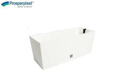 Plant Pot Rectangular Modern Rattan Garden Planters Indoor Outdoor White - Image 1 of 4