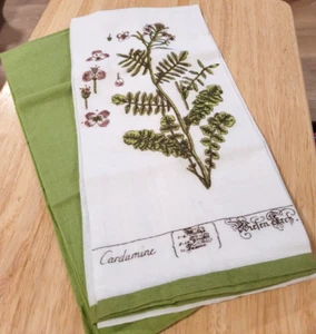 2er Set Leinen Küchentücher - mit Kräuter Cardamin - Bild 1 von 2
