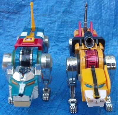 1981 年 Golion 黄色和蓝色狮子 批量 复古 Toei 万代 压铸金属 Voltron 复古 — 第 1/4 张图片