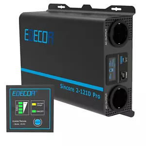 EDECOA Convertisseur Pur Sinus 1200W Onduleur 12V 220V Transformateur USB - Bild 1 von 9