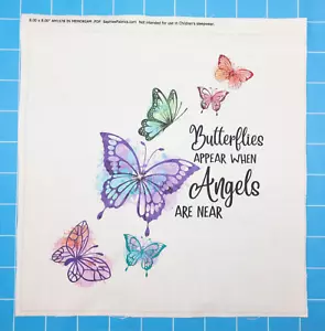 Panel de tela cuadrado acolchado cuadrado 100 % algodón Aparecen mariposas ángeles AM1578 - Imagen 1 de 3