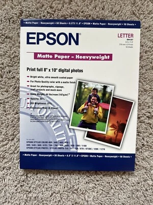 Epson S041257 Matte Paper Heavyweight Letter 8.5" X 11" -  50 Sheets - Image 1 of 4